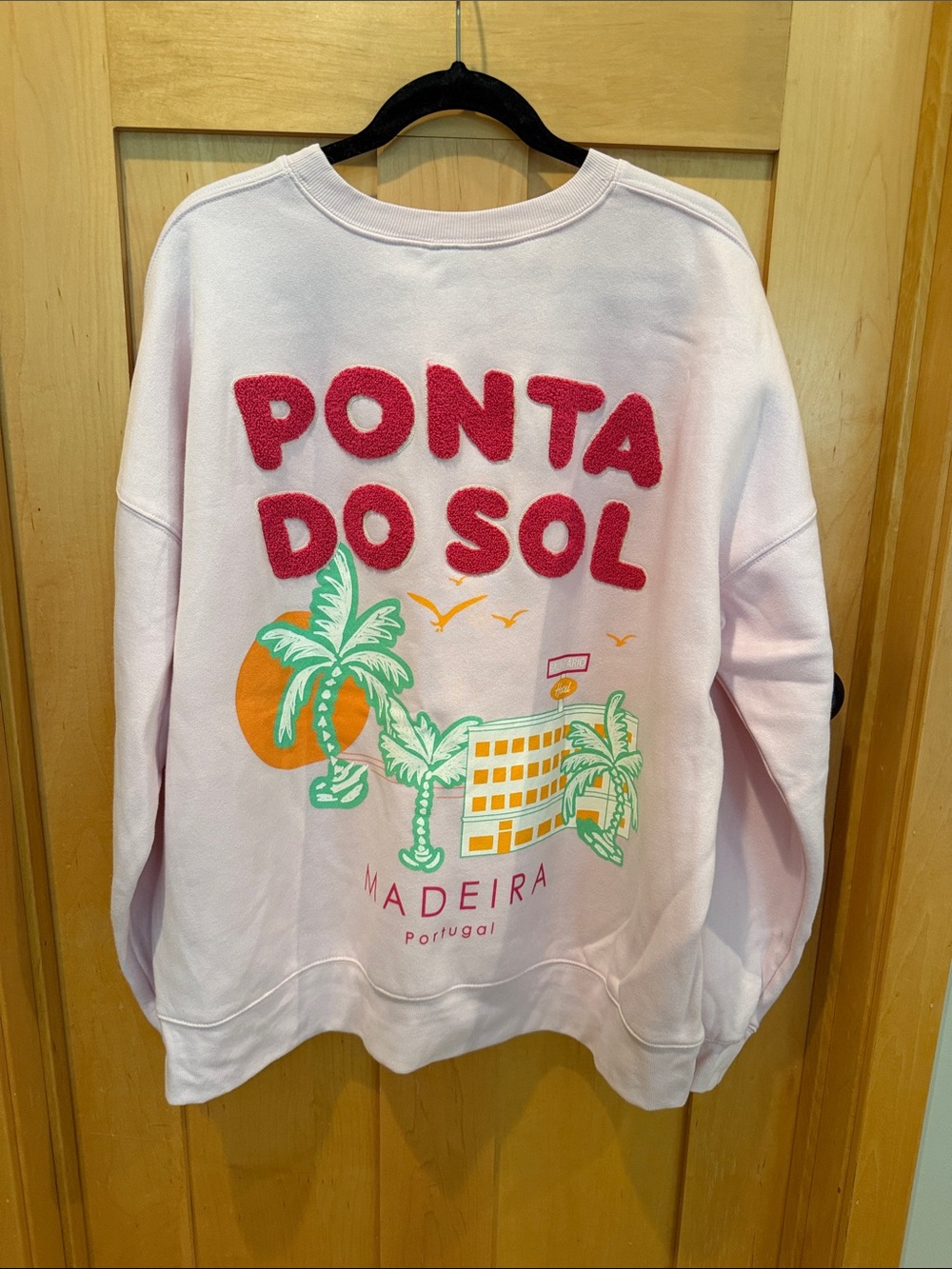 wild fable Light Pink Oversized Graphic Beach Front Hotel Sweatshirt - Picture 2 of 4